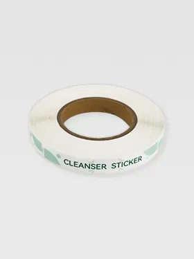 Cleaning cream label roll with green text (2)