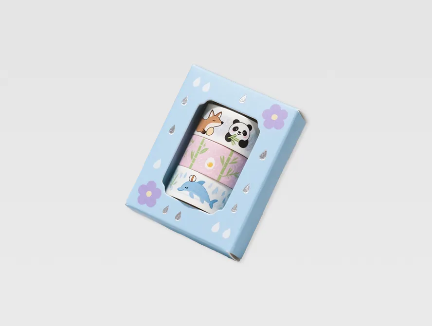 Light blue washi tape set with anime style packaging
