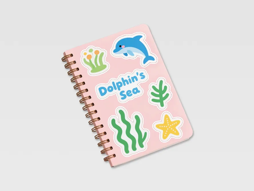 Peach sticker book with mixed plant and animal stickers