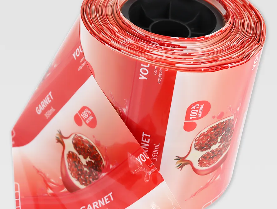 Glossy shrink sleeve labels in vibrant red color
