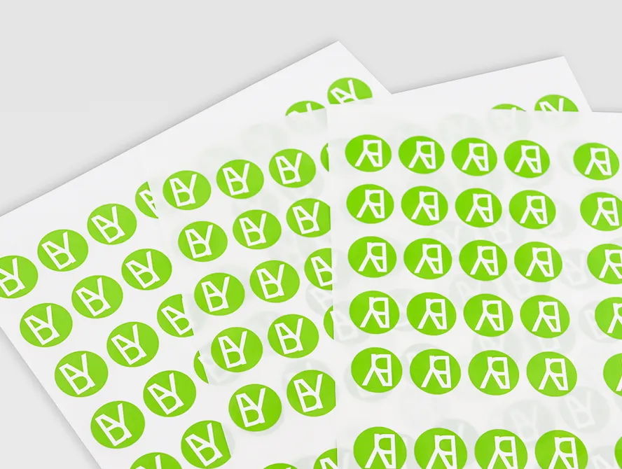 Printed sticker sheets with repeated logo design