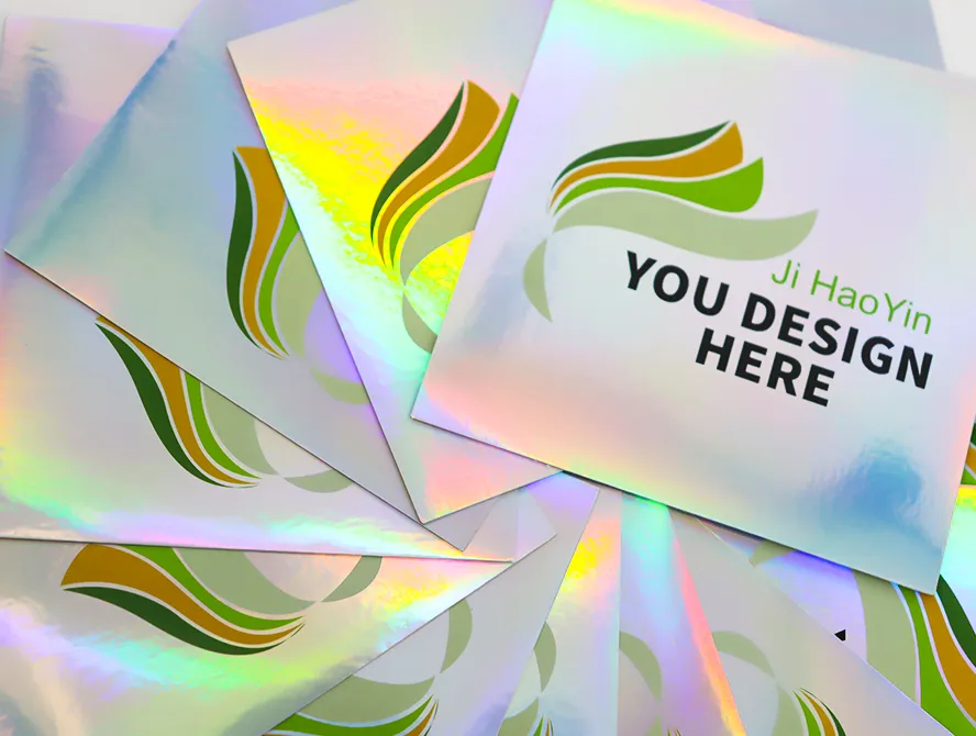 Holographic stickers arranged in swirl layout