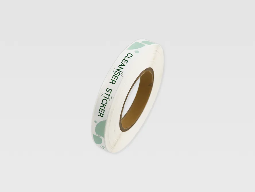 Slim cleaning cream label roll side view