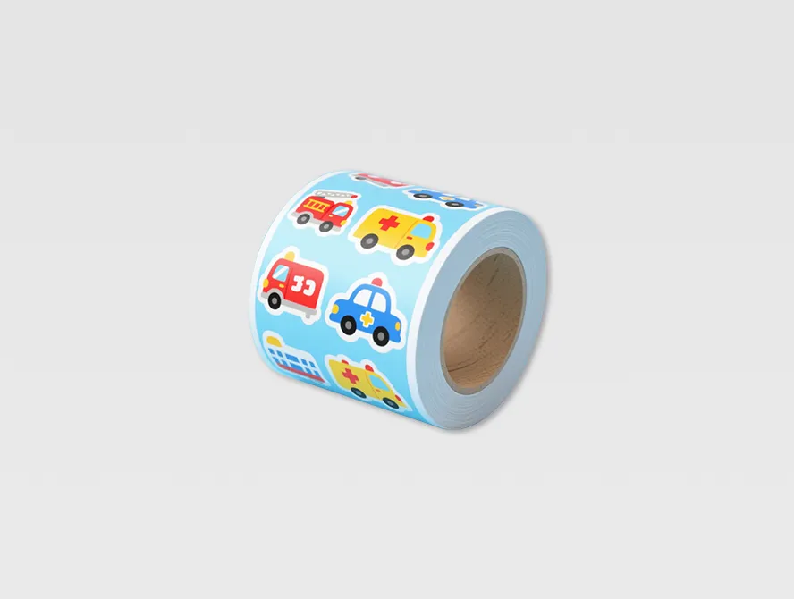 Custom kiss cut sticker roll with smiley faces