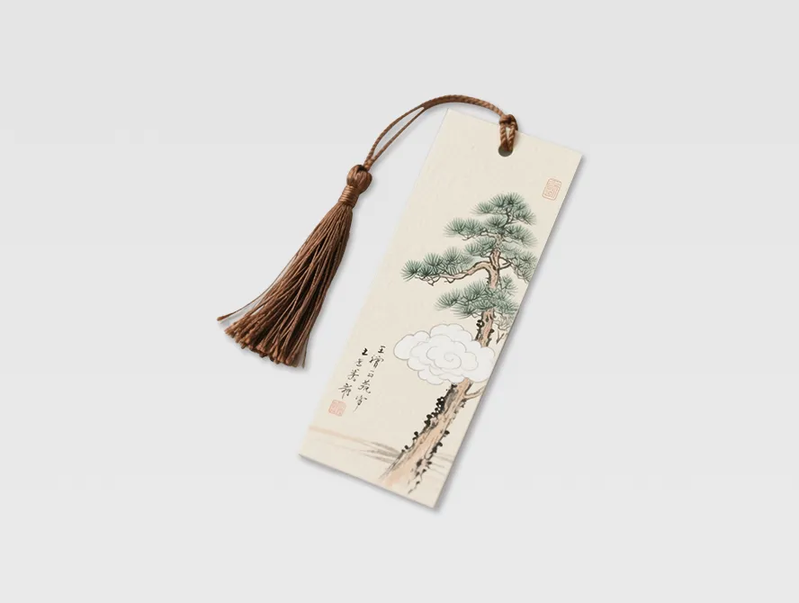 Floral custom bookmark with brown tassel