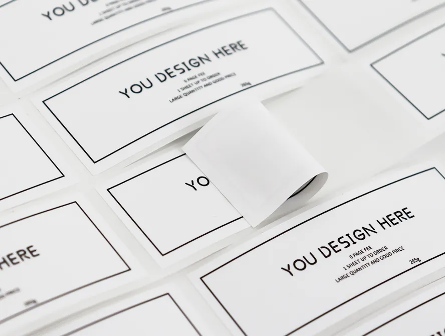 Close up of custom jar labels on sheet