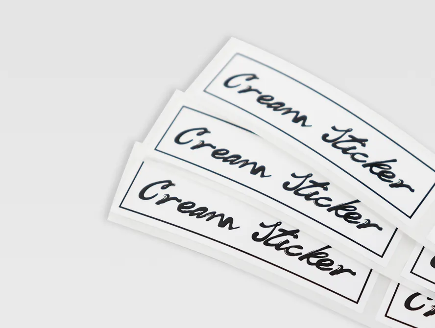 Face cream labels on sheet with custom design