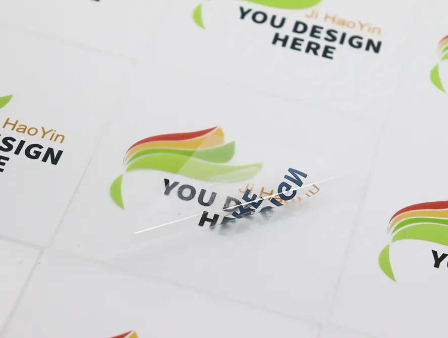 Custom transparent stickers with logo and text