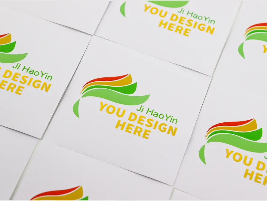 Gold foil stickers with custom logo on white background