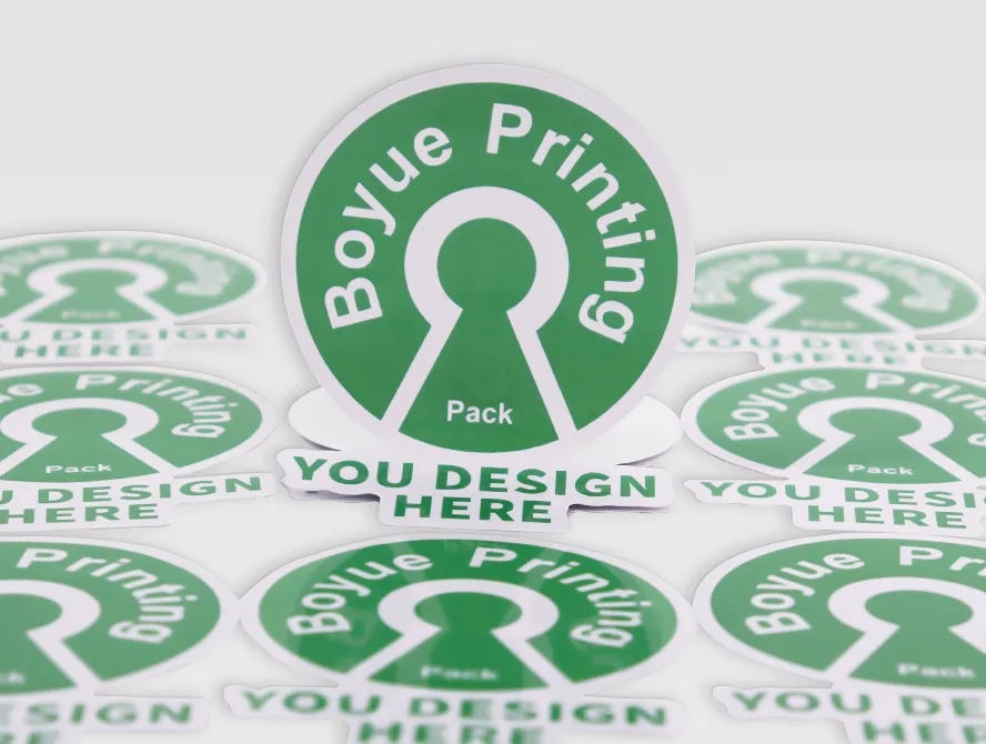 Custom die cut stickers with clean white background