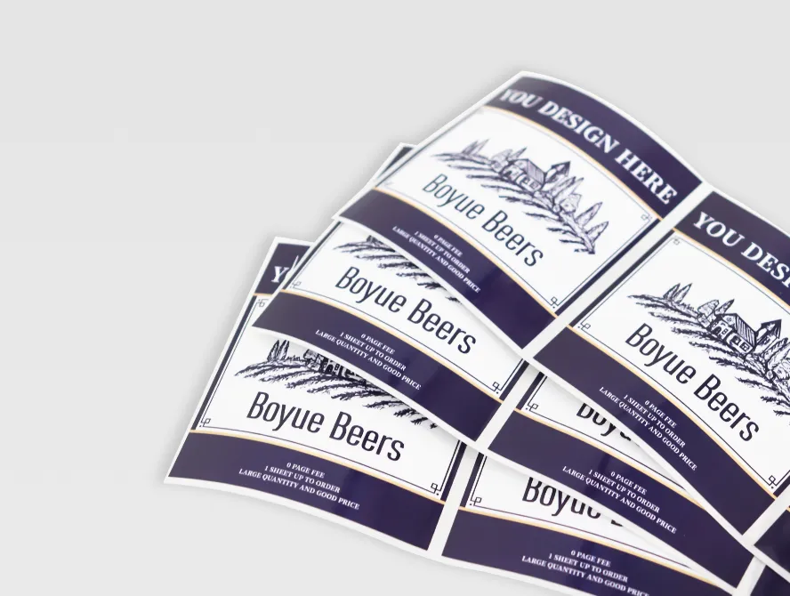 Close up of custom printed beer labels