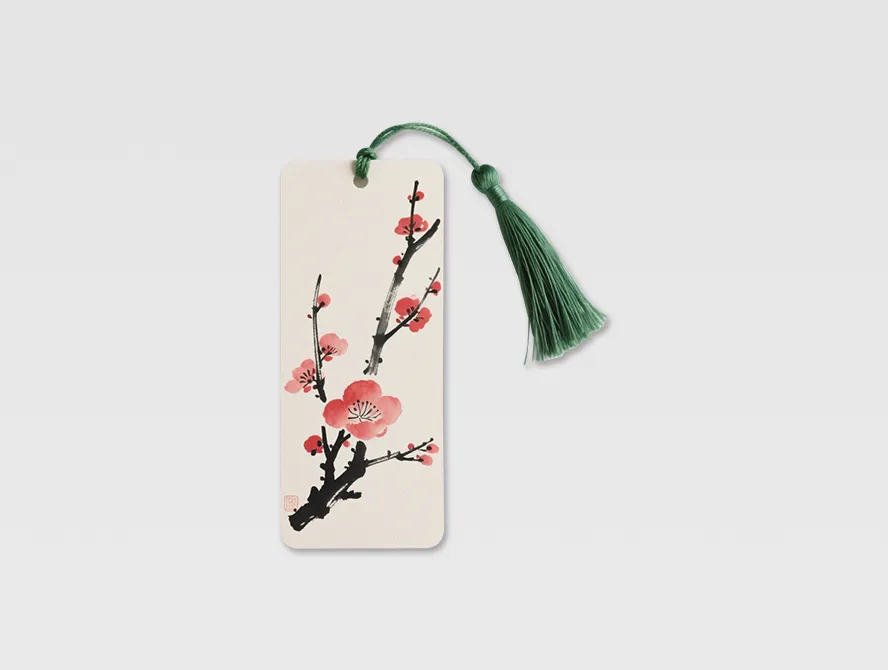 Custom bookmark with cherry blossom design and tassel