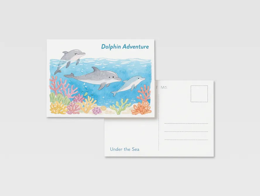 Colorful beach custom postcard with ocean scene