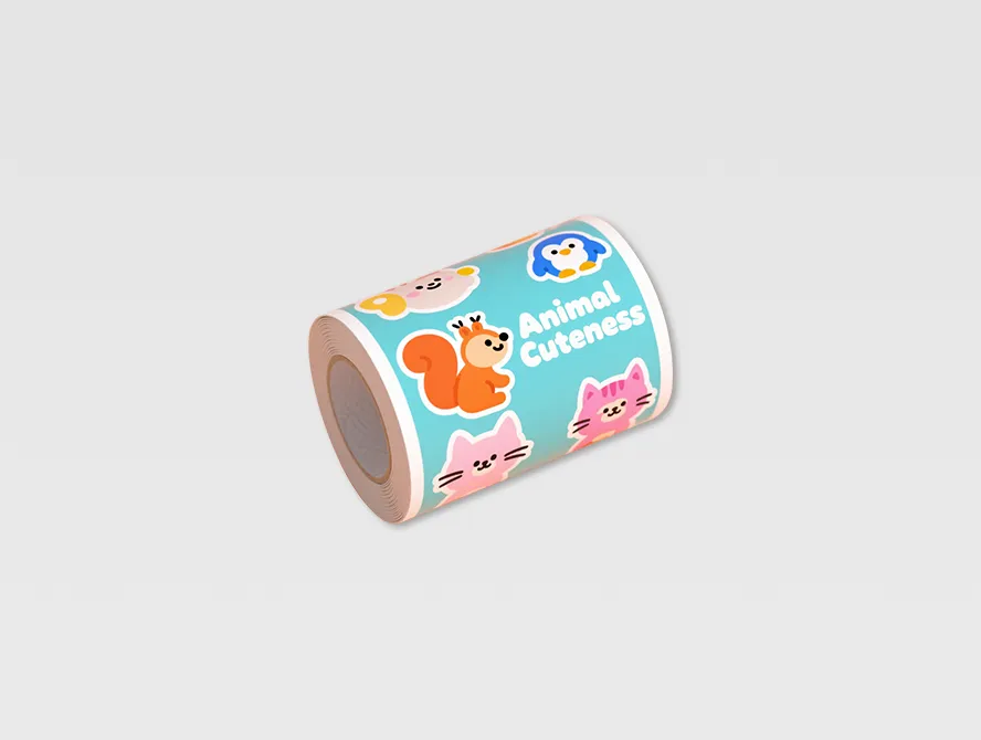 Kiss cut sticker roll with fun travel icons