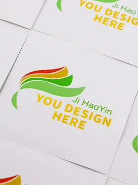 Gold foil stickers with custom logo on white background (2)