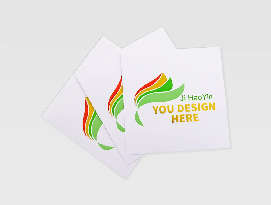 Stacked gold foil stickers with custom branding