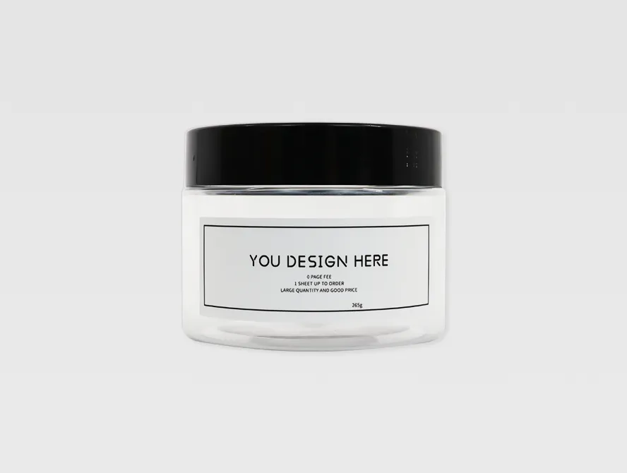Cosmetic jar with custom white label applied