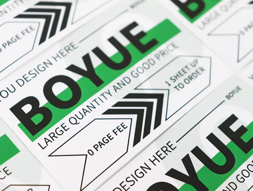Close up of bumper sticker with bovue branding