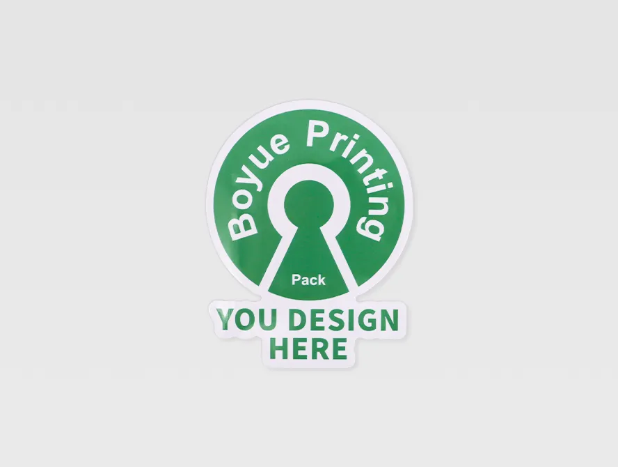 Green die cut sticker with custom logo