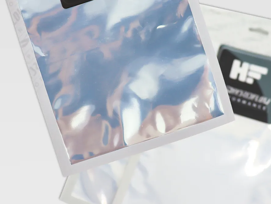 Square flat silver smell proof mylar bag with resealable seal