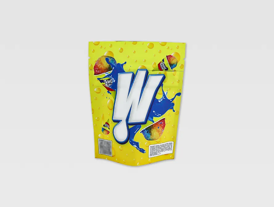 Back view of child proof resealable mylar pouch