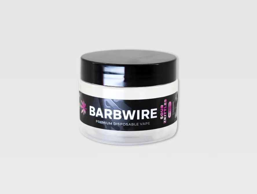 Cosmetic jar with applied uv spot label, demonstrating finished product look