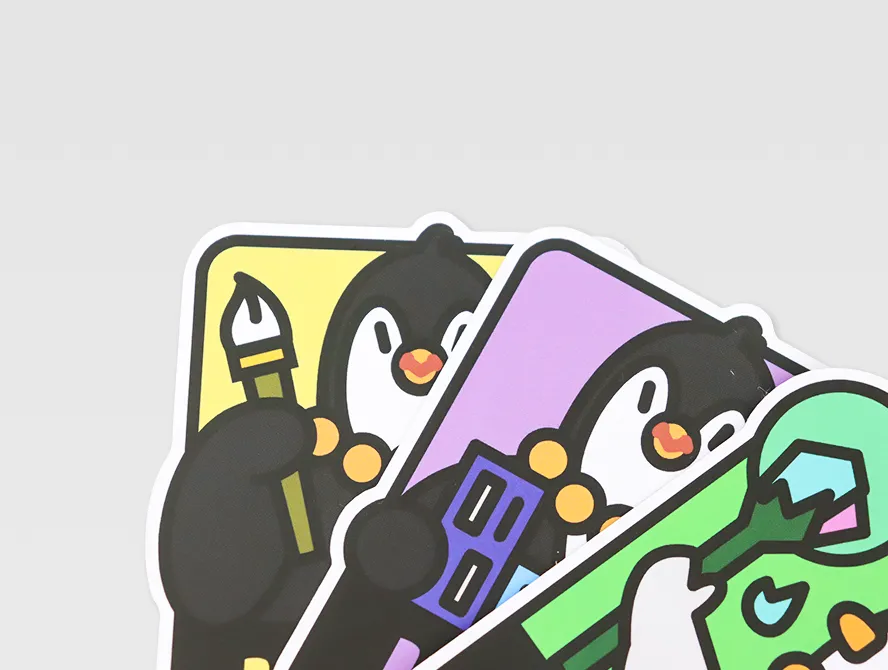 Assorted character laptop stickers with colorful cartoon designs