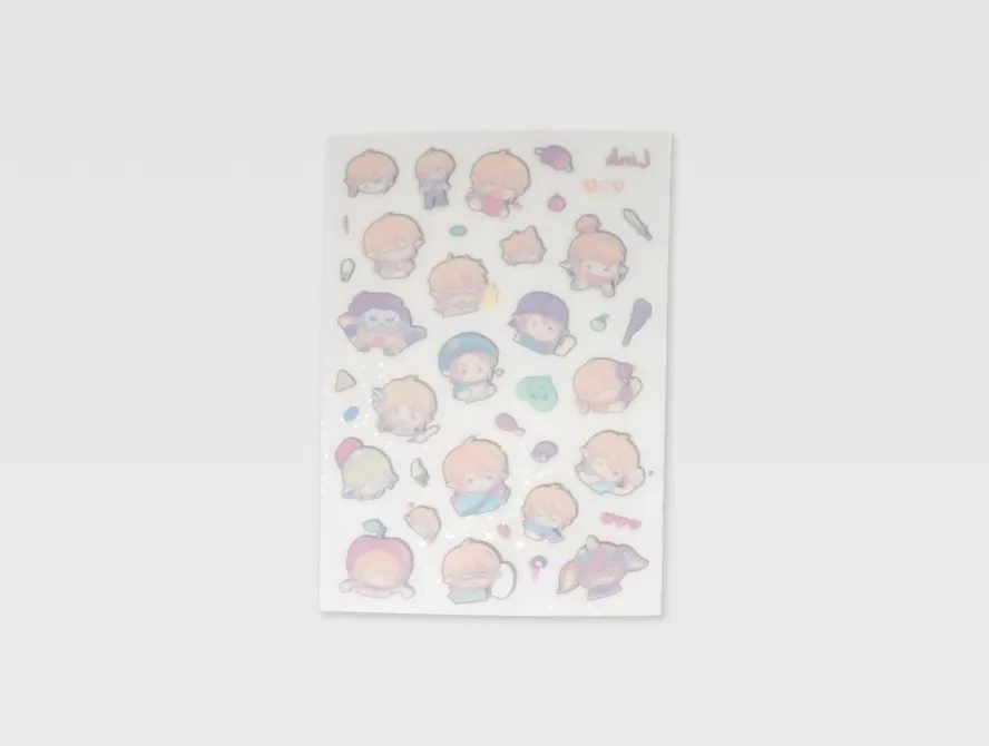 Back view of transparent kiss cut sticker sheet showing label outline