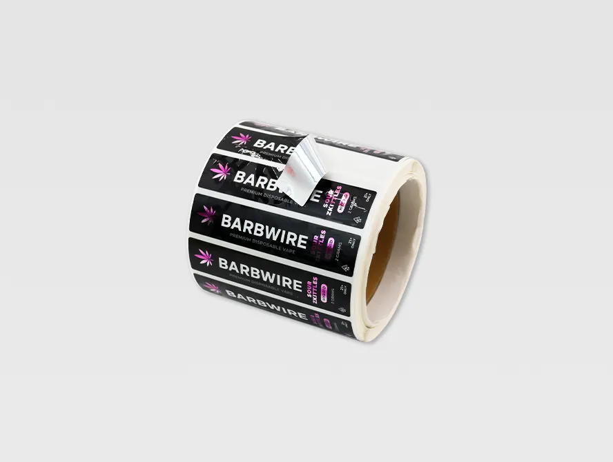Front facing view of uv label roll, highlighting design detail