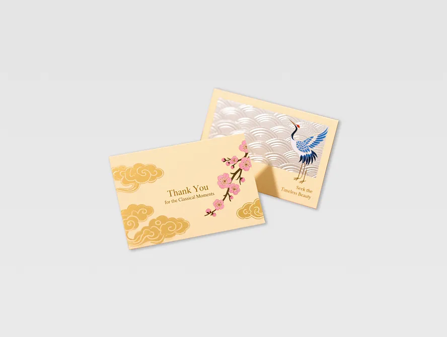 Custom paper cards with floral and cartoon animal illustrations