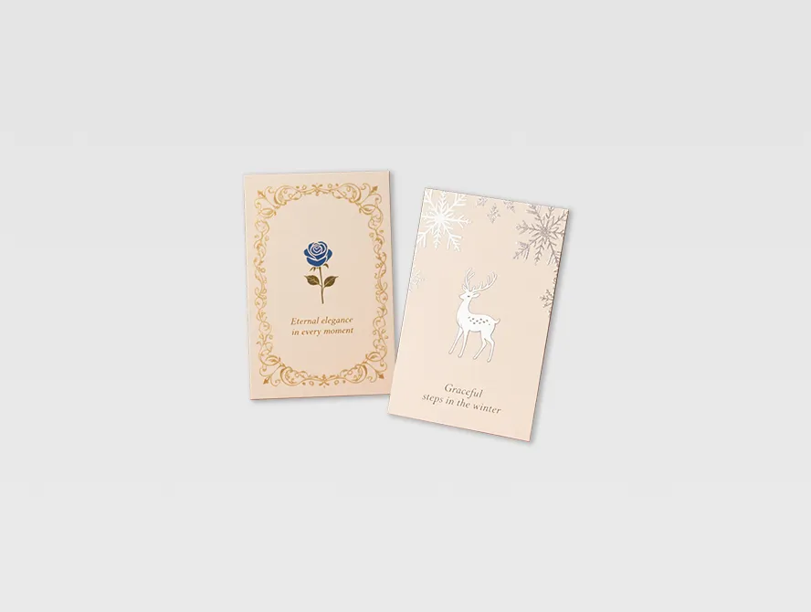 Minimalist beige paper cards with soft illustration prints