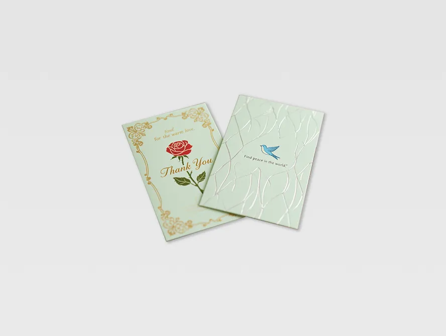 Green tone custom paper cards with botanical illustrations