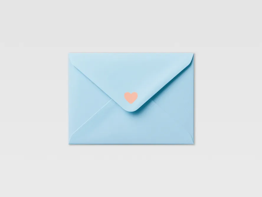 Blue envelope sealed with elegant white string