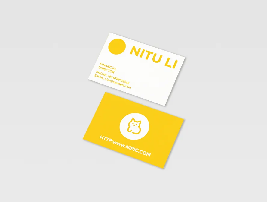 Minimalist yellow business card with circular logo design
