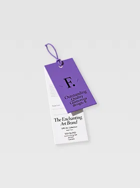 Dark purple hang tag with minimalist branding design (2)