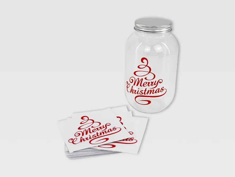 Christmas uv dtf sticker with red reindeer on transparent film