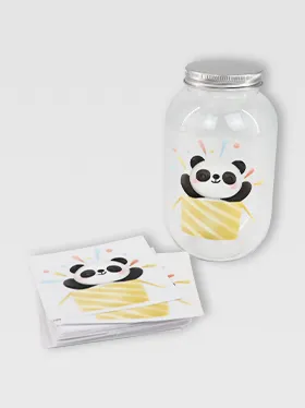 Uv dtf sticker with panda and yellow design applied to jar (2)