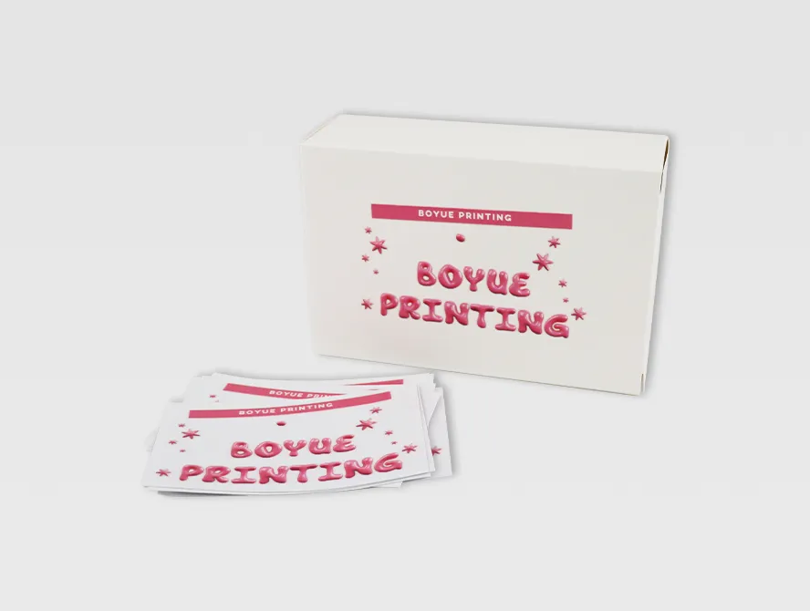Custom uv dtf label stickers with red text and clear backing