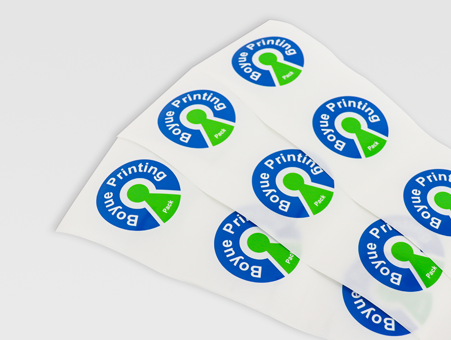 Multiple printed logo stickers with green earth design