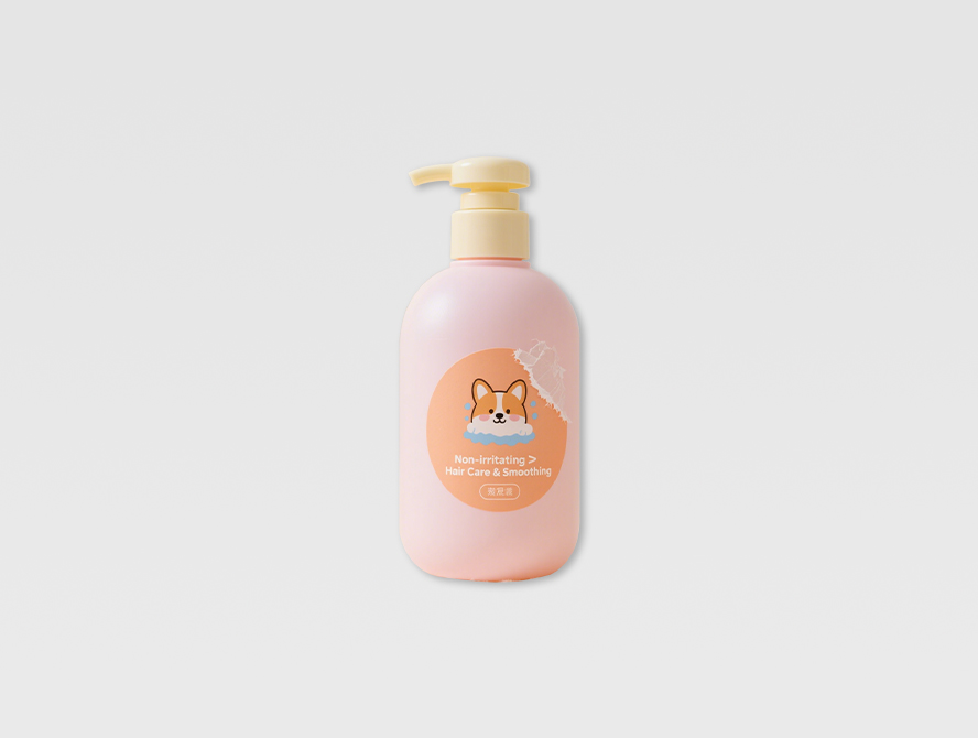 Pink permanent label for lotion bottle with soft branding