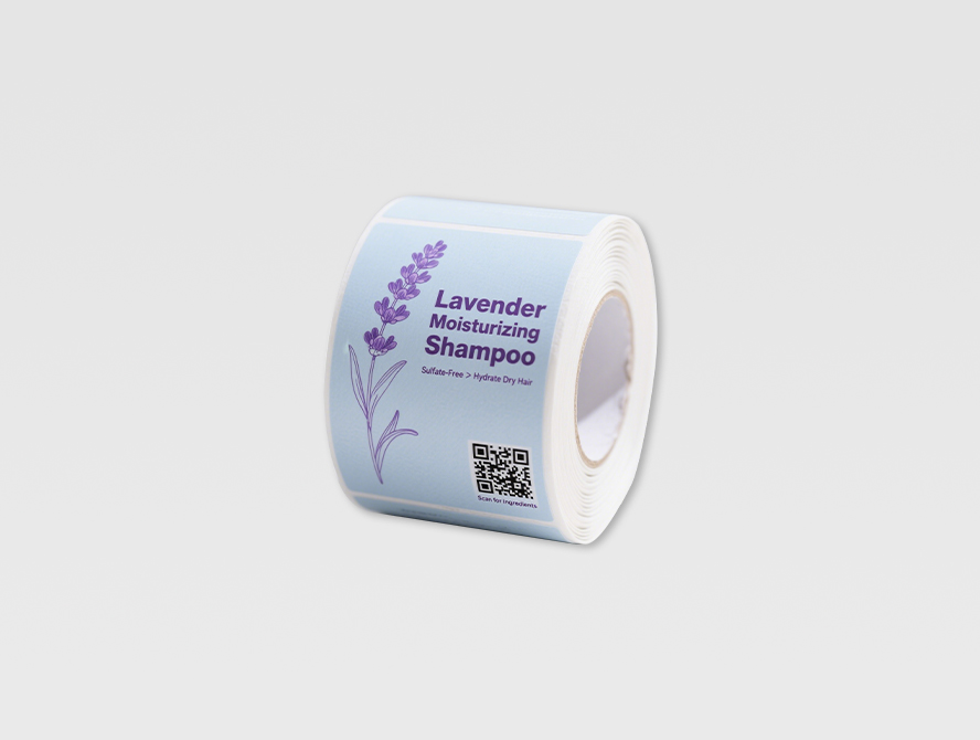 Custom qr code sticker roll with white background label design