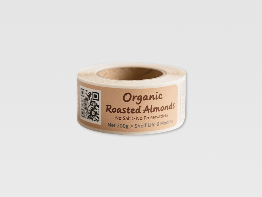 Kraft paper qr code stickers on roll for eco friendly packaging