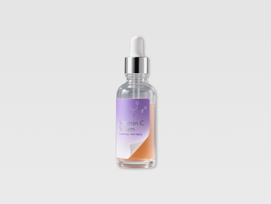 Gradient dropper bottle with holographic removable label