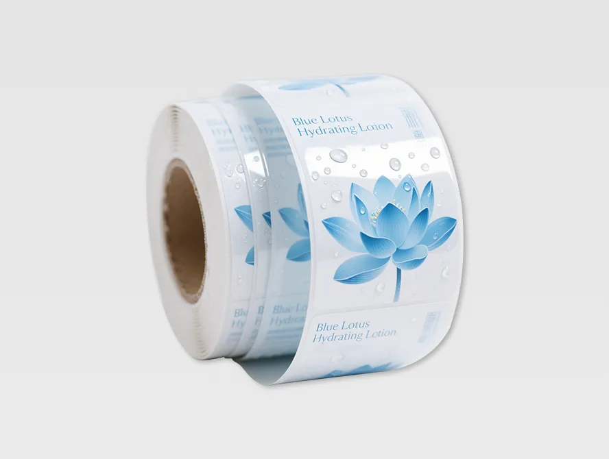 Light blue waterproof labels with cute animal illustration on roll