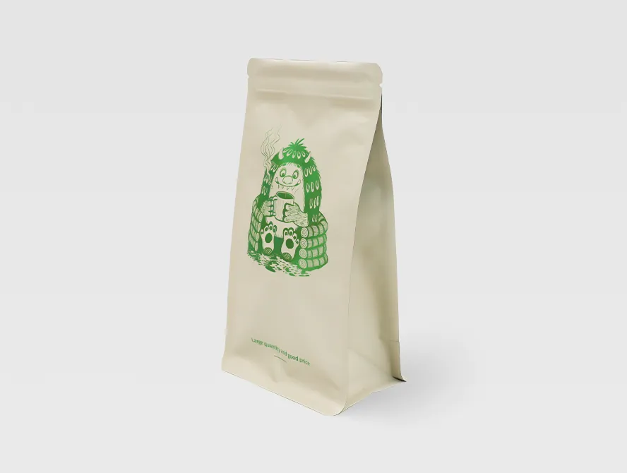 Side view of coffee packaging bag