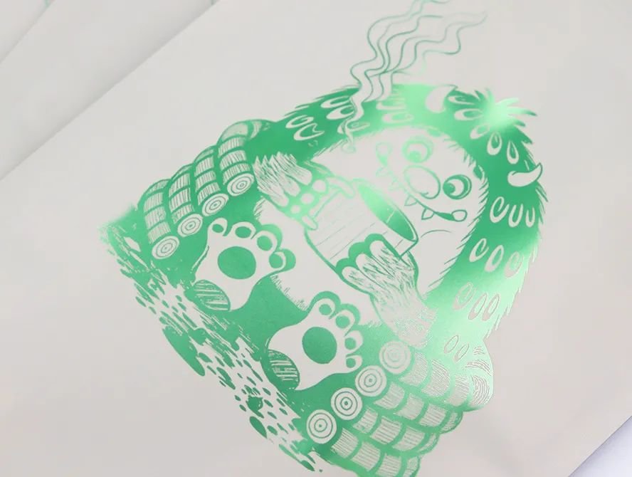 Detail view of coffee packaging bag