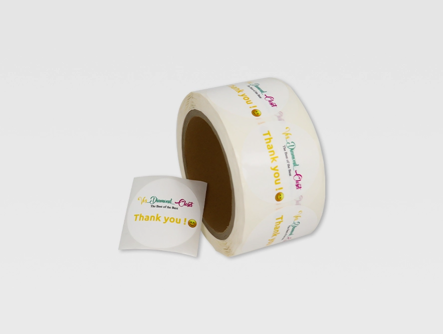 Thank you label stickers in roll format for packaging use