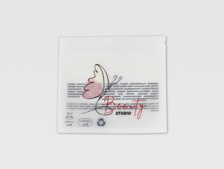 Flat clear 3 side seal bag with custom printed insert card inside