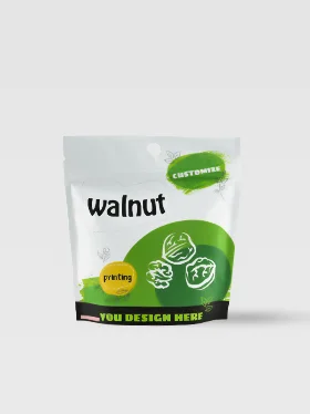 Straight front view of dry fruits packaging