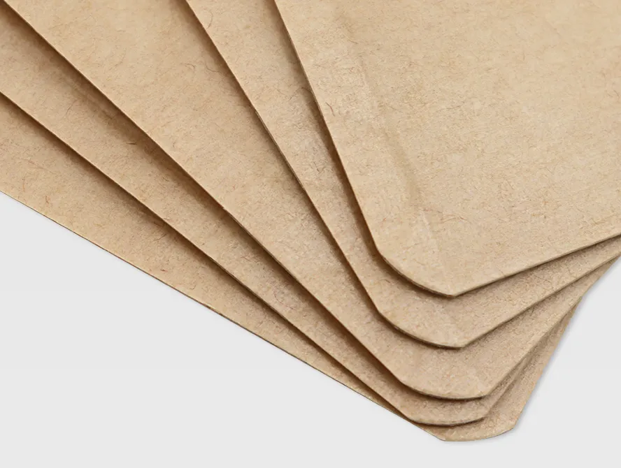 Detail view of kraft paper pouch bag